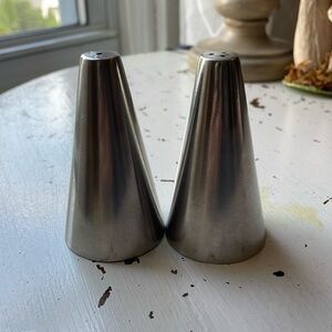 MCM stainless steel Denmark salt and pepper shakers.
